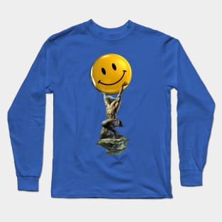 Atlas holding the smiley face Long Sleeve T-Shirt